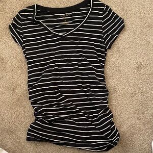 a:glow Black and White Striped Short Sleeve Maternity Tee